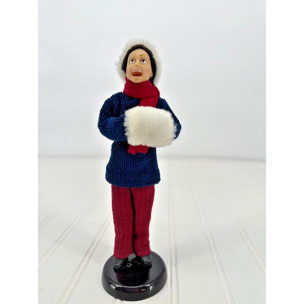 Vintage Classic Christmas Adult Caroler Wood Base Lady Woman Decoration